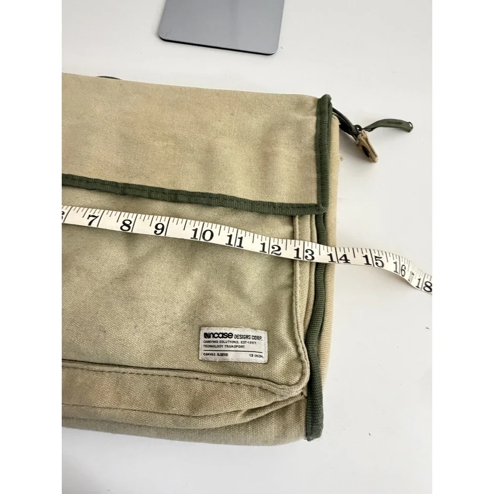 Incase Designs Corp 13 Inch Canvas Laptop Sleeve Tan Green Carrying Case CL57051